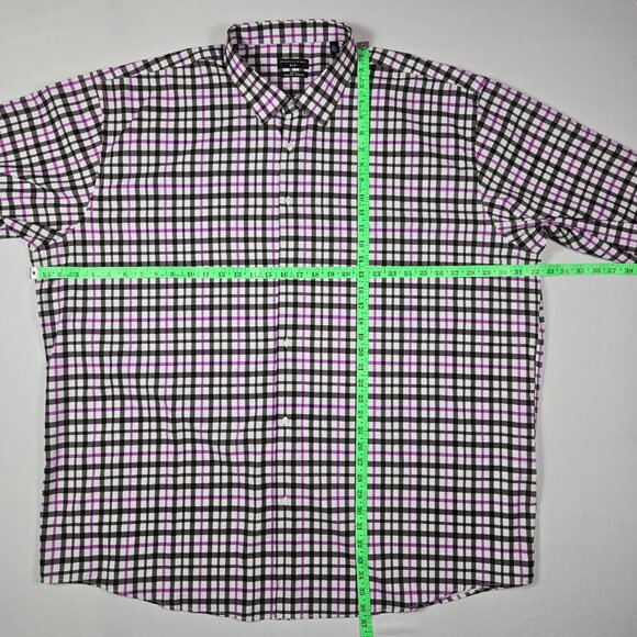 Shaq Brand Big Fit Button-Up Shirt XLG Plaid Cooling Stretch Smart Business - Picture 12 of 12